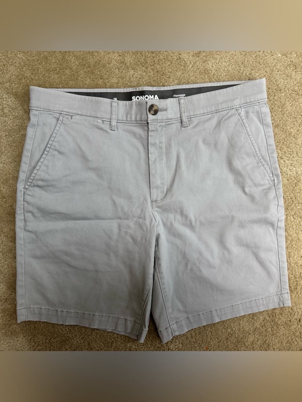 SONOMA Sz 36 Light Gray Men’s Stretch Chino Shorts